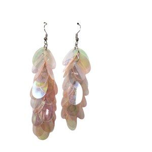 Sequin Fringe Dangle Drop Earrings Iridescent Boho Jewelry